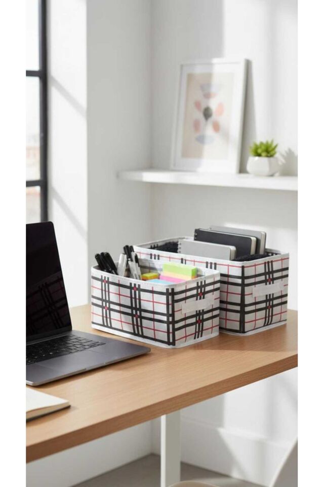 2 Adet Dolap Raf Düzenleyicisi Desenli KulpLu Organizer 45x24.20 Beyaz