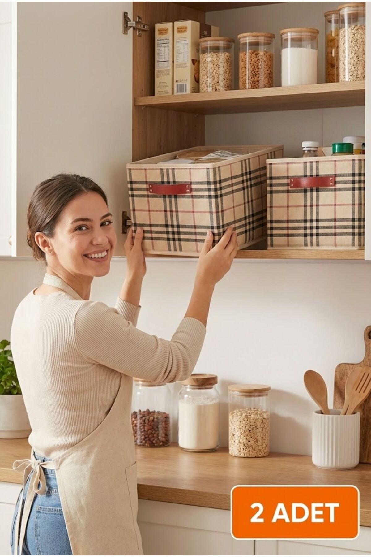 2 Adet Dolap Raf Düzenleyicisi Desenli KulpLu Organizer 45x24.20 Beyaz