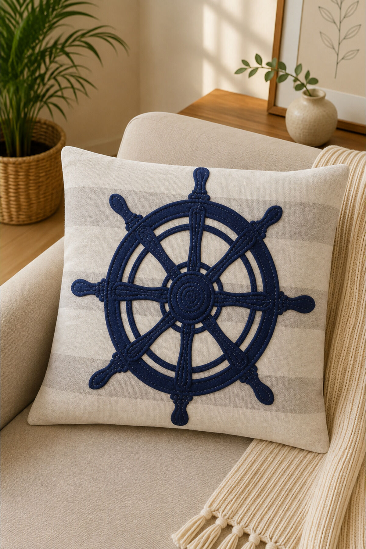 Dijital Baskılı Dekoratif Kırlent Kılıfı 43x43 cm – Modern Desenli Keten Dokulu Bej5