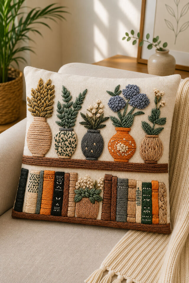 Dijital Baskılı Dekoratif Kırlent Kılıfı 43x43 cm – Modern Desenli Keten Dokulu Bej1