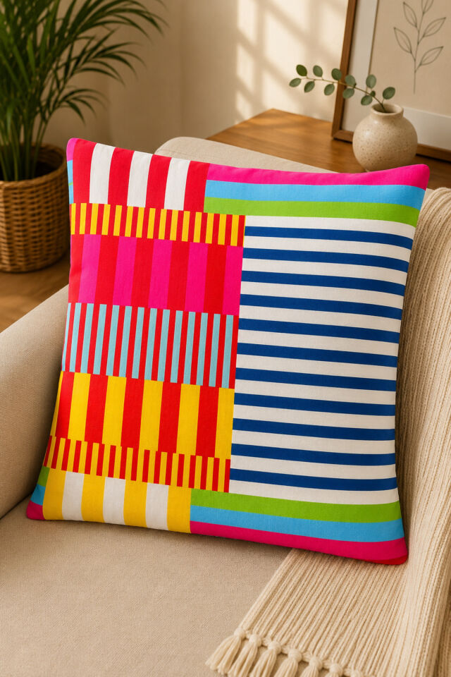 4 Adet Dijital Baskılı Kırlent Kılıfı 43x43 cm – Renkli Modern Dekoratif Yastık Kılıfı Seti Bej1